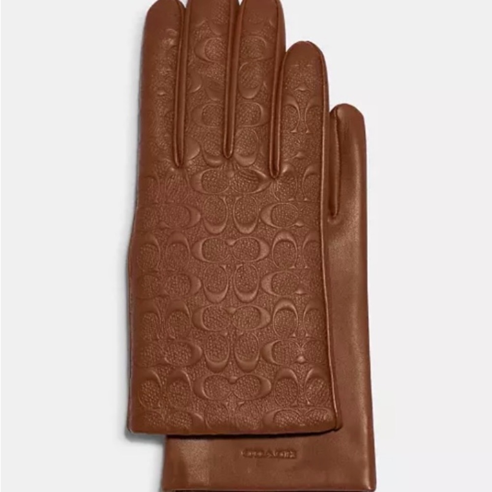 Coach Embossed Leather Gloves